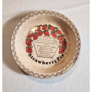 Vtg Strawberry Pie Plate Cottage Kitchen Decor Distressed Primitive Farmhouse